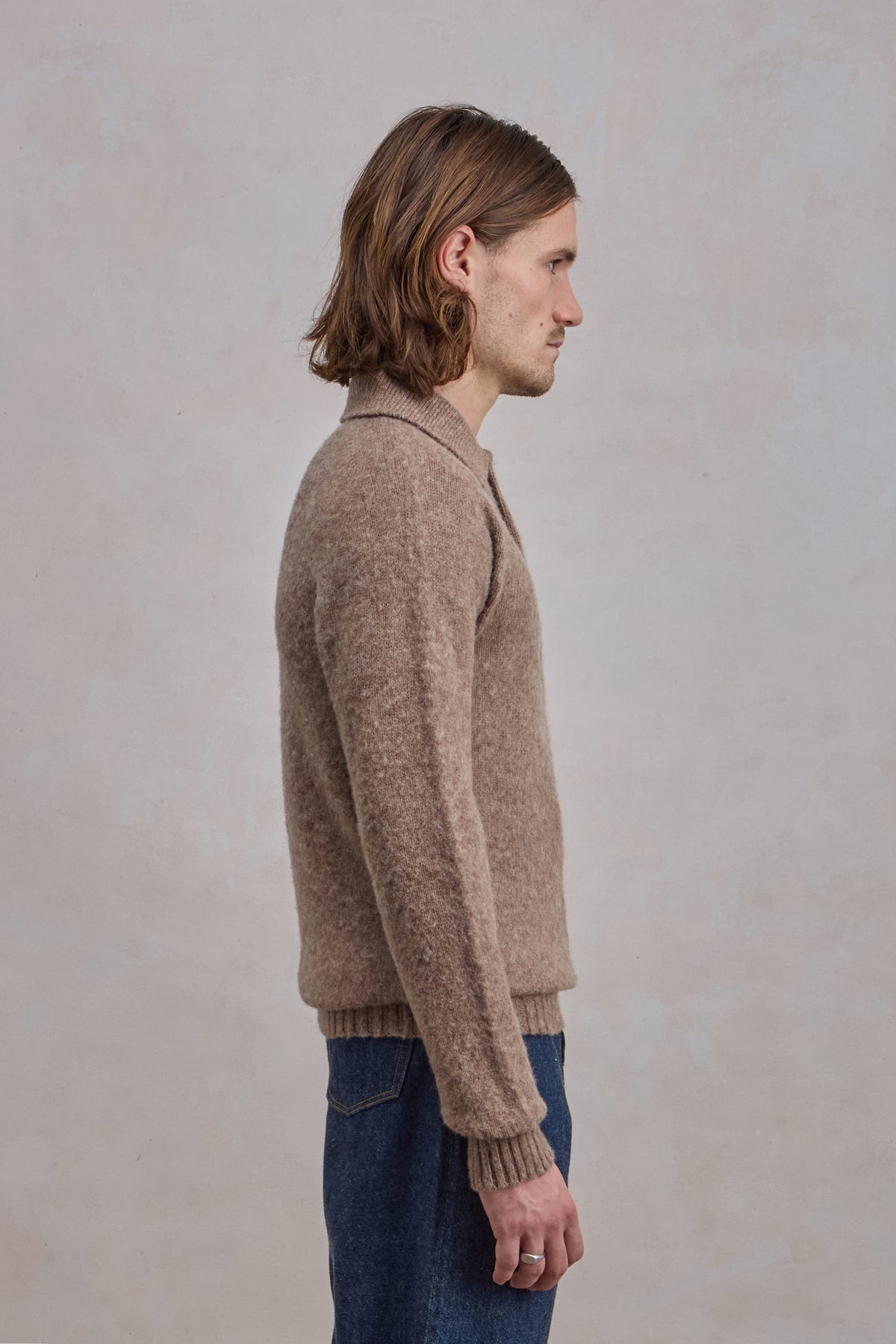 Shaggy Dog wool polo collar sweater – Brown