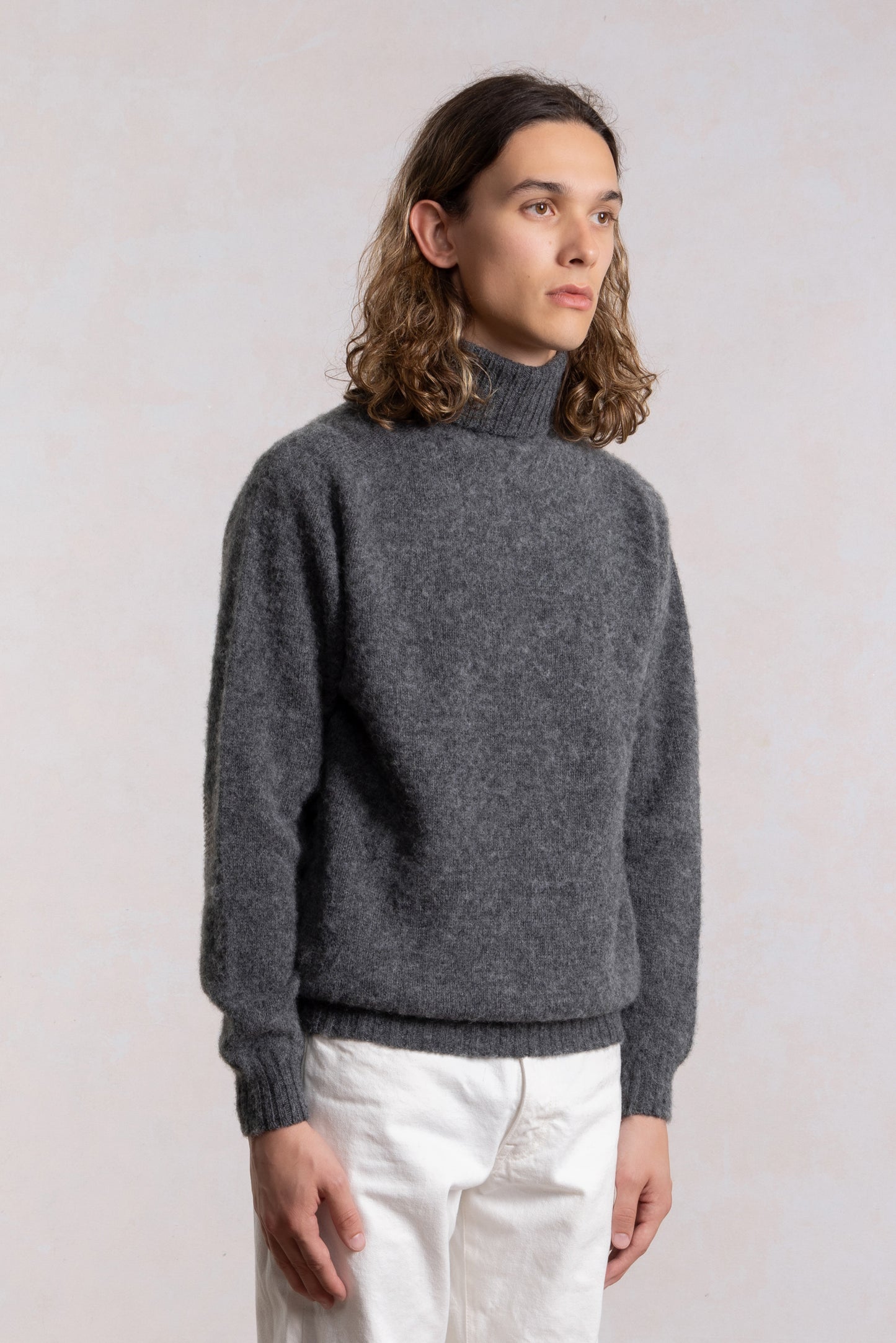 Shaggy Dog wool turtleneck sweater - Dark Grey