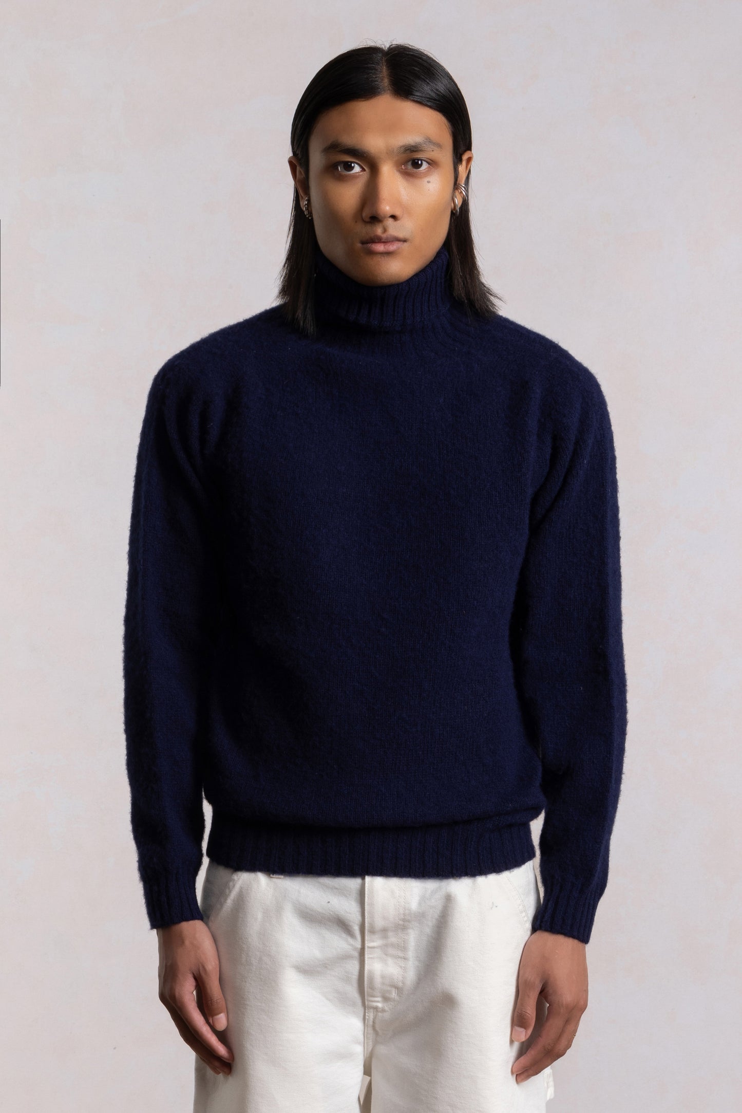 Shaggy Dog wool turtleneck sweater - Navy Blue