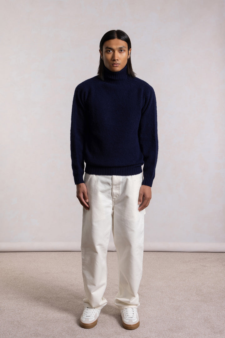 Shaggy Dog wool turtleneck sweater - Navy Blue