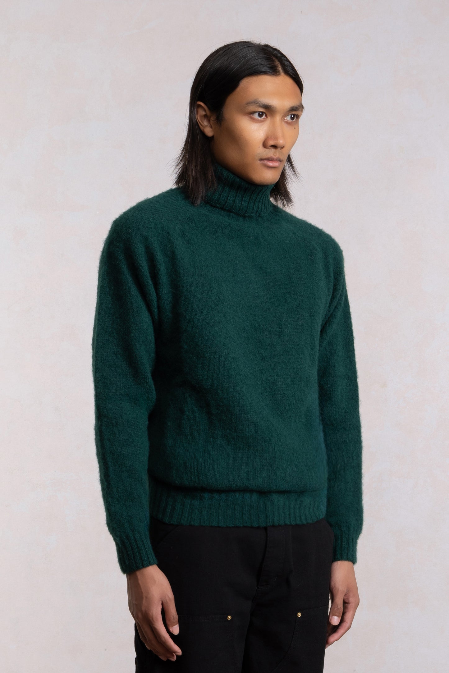 Shaggy Dog wool turtleneck sweater - Dark Green