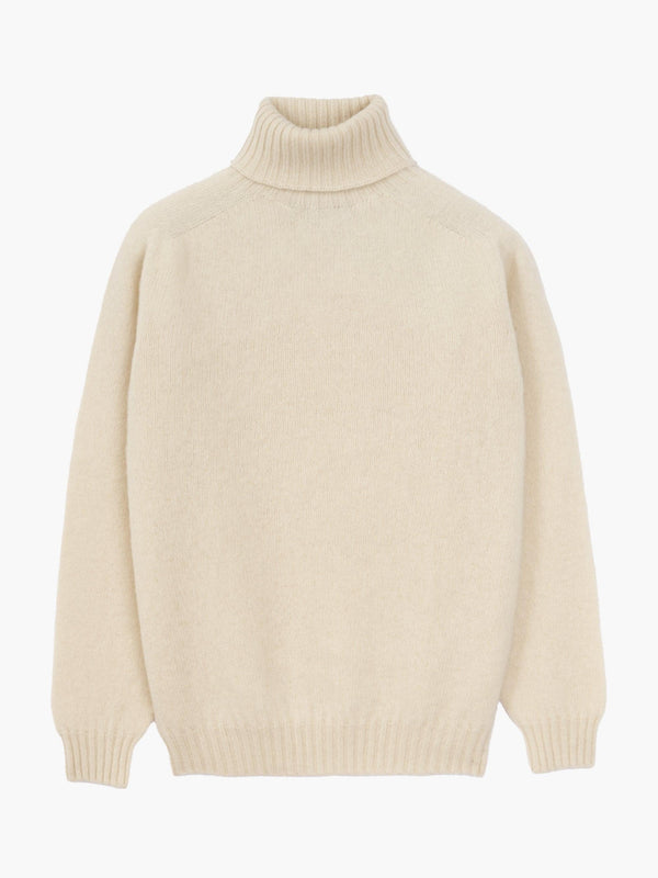 Pull col roulé Shaggy Dog en laine - Crème