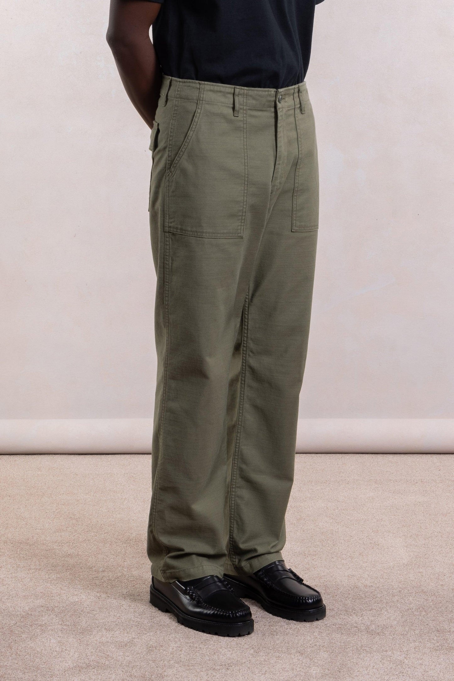 Cotton fatigue pants - Olive