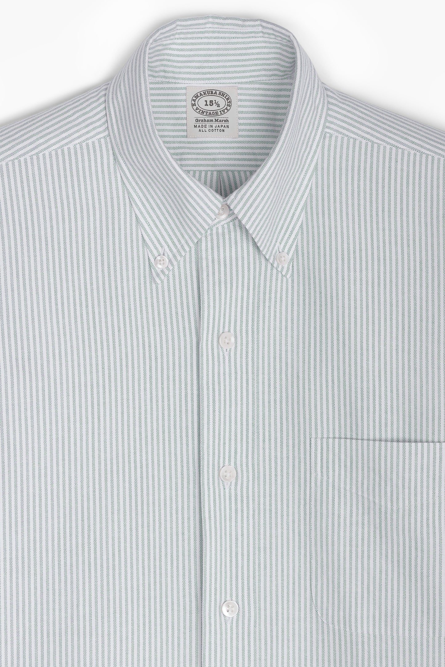 Vintage Ivy' Oxford Shirt - Green Stripes