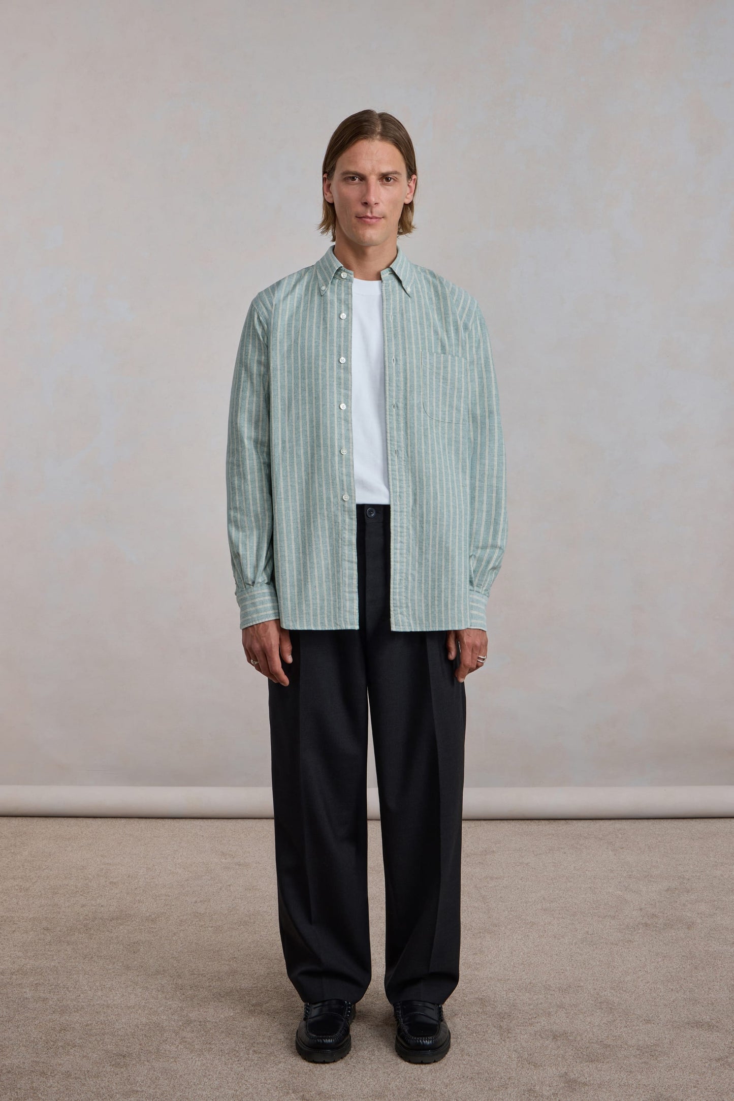 Chemise 'Vintage Ivy' - Oxford Rayé Vert/Écru