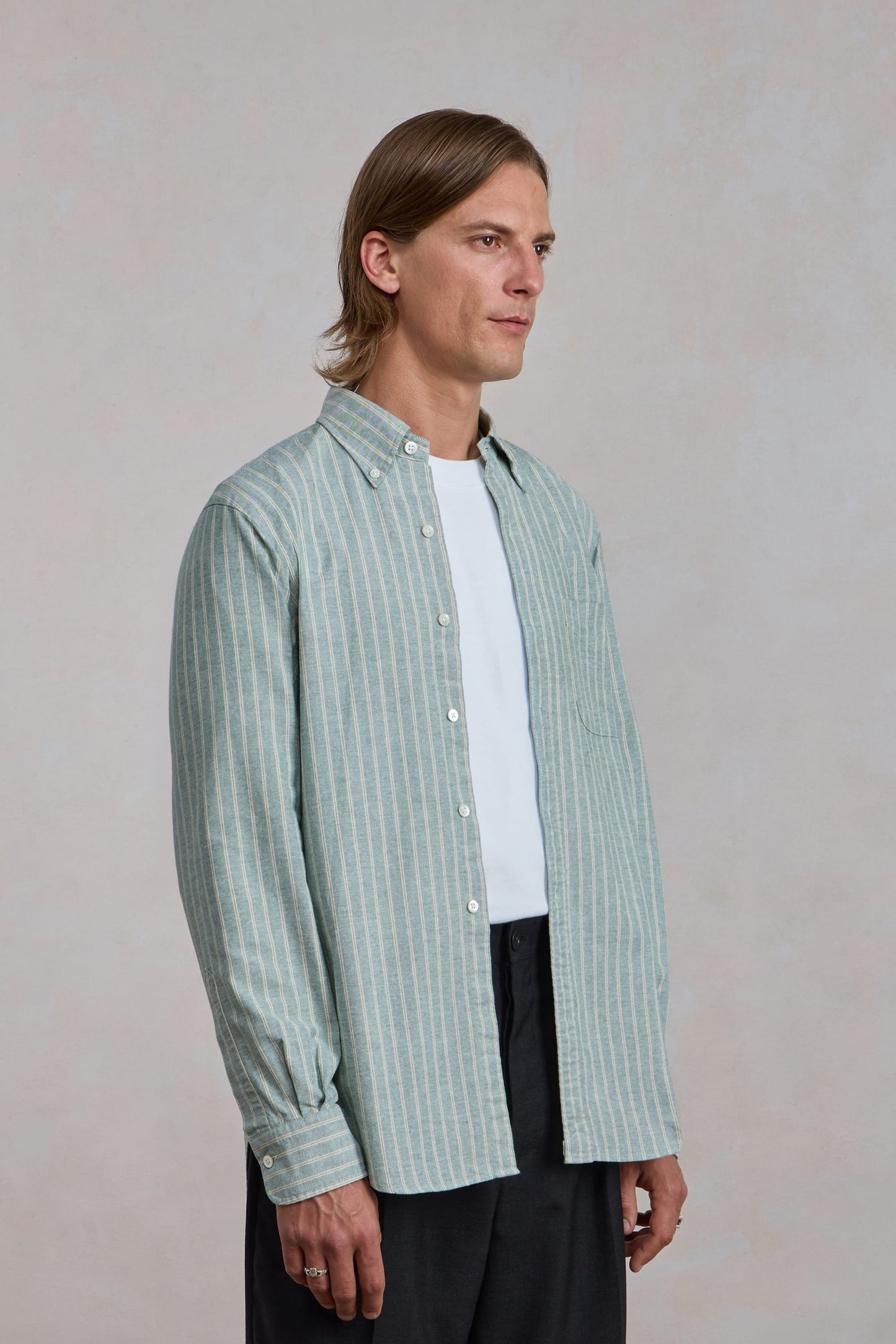 Chemise 'Vintage Ivy' - Oxford Rayé Vert/Écru