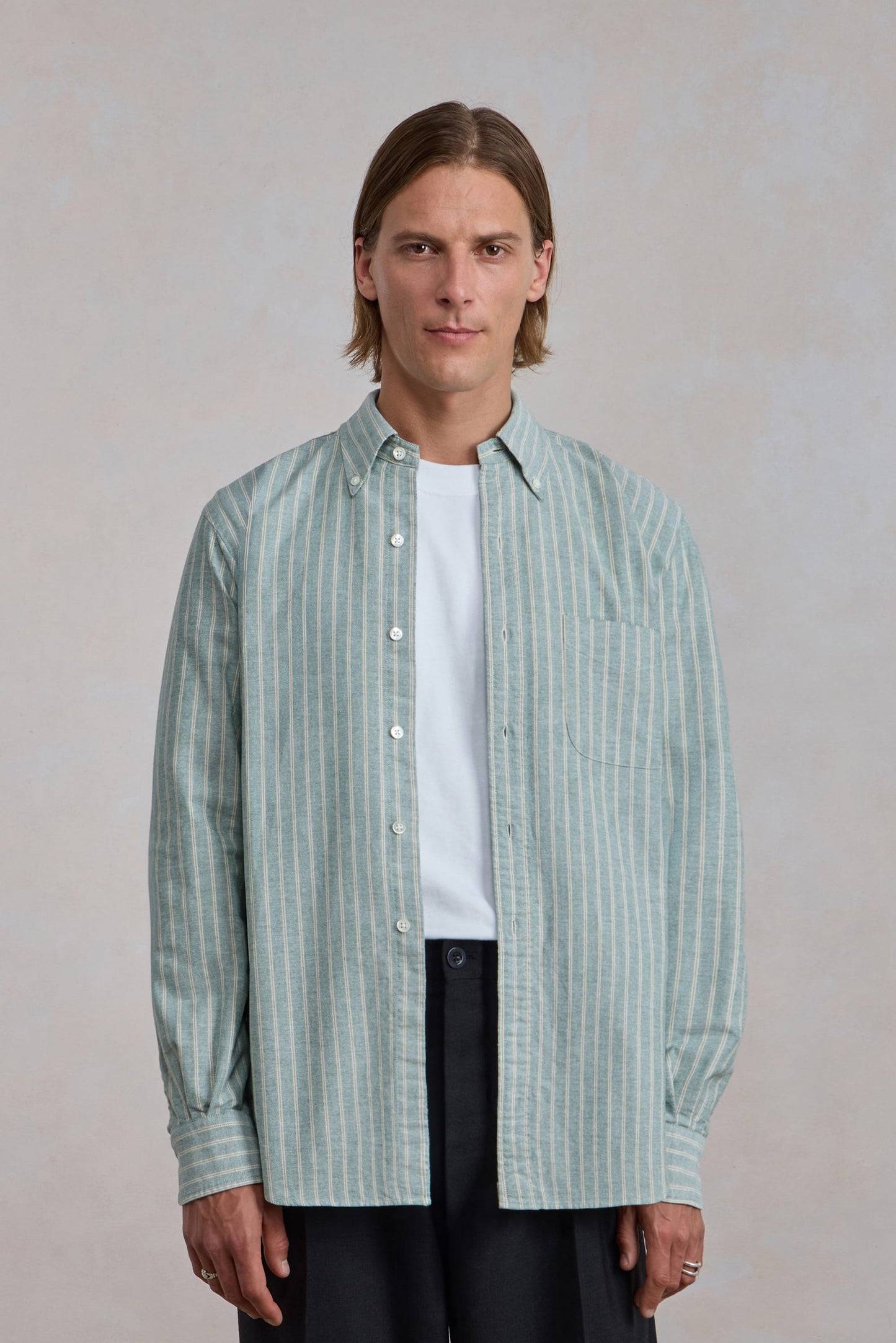 Chemise 'Vintage Ivy' - Oxford Rayé Vert/Écru