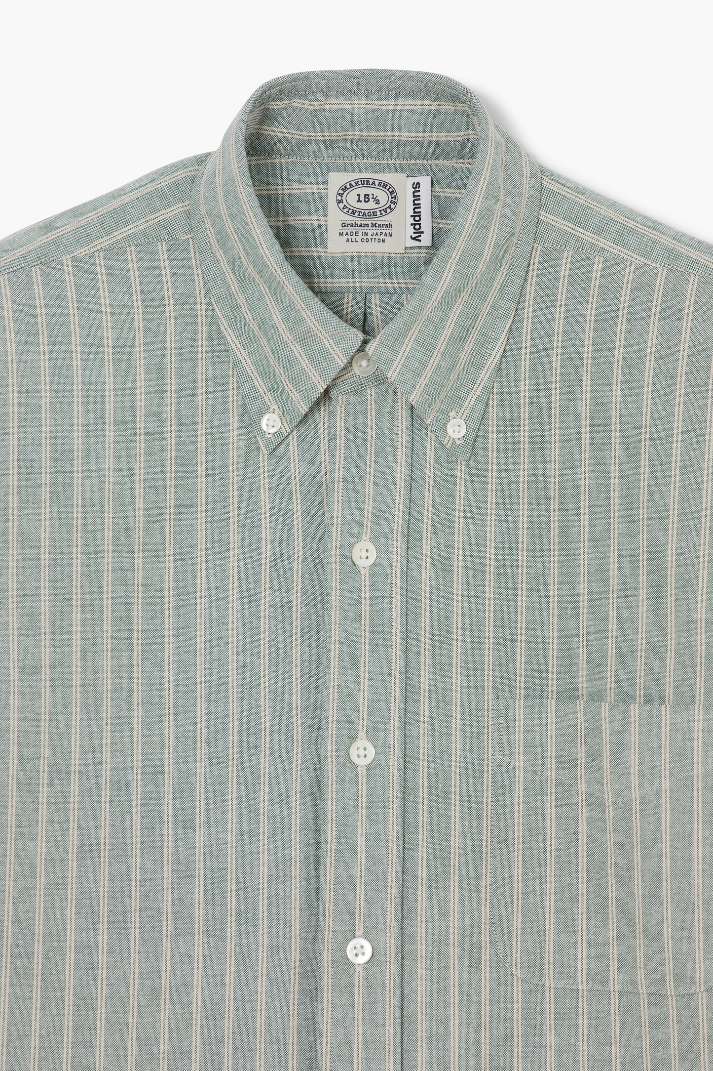 Chemise 'Vintage Ivy' - Oxford Rayé Vert/Écru