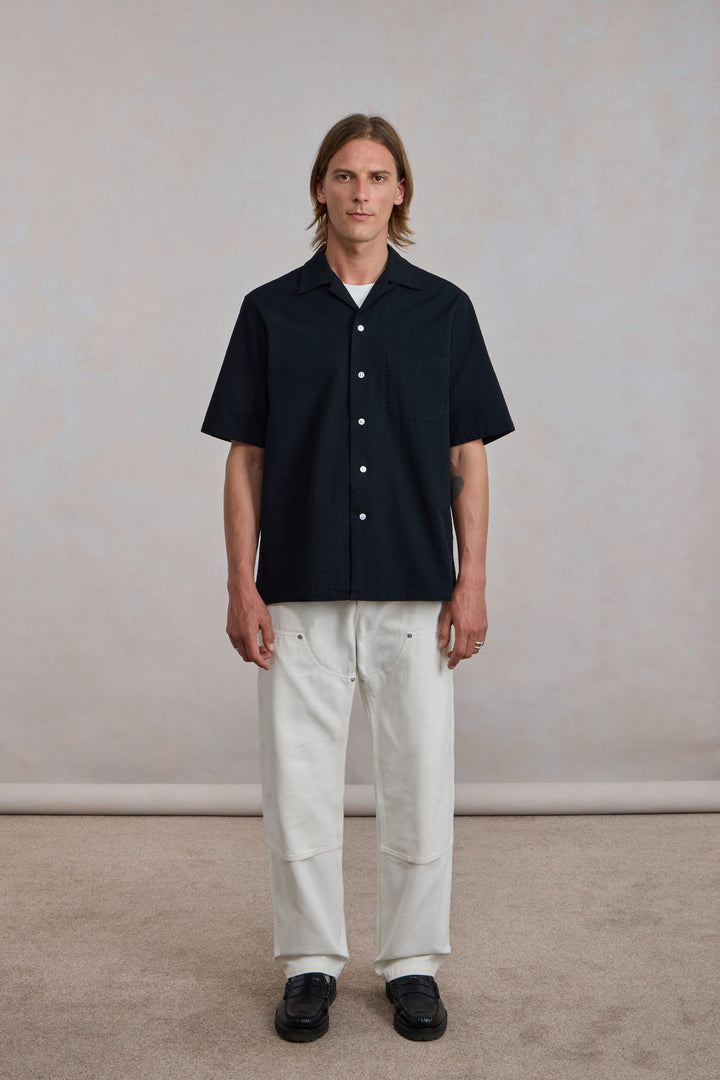 Chemise manches courtes 'The Seersucker Bowling Shirt' - Seersucker Noir