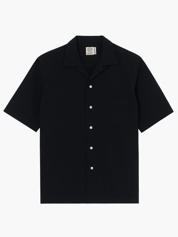 Chemise manches courtes 'The Seersucker Bowling Shirt' - Seersucker Noir