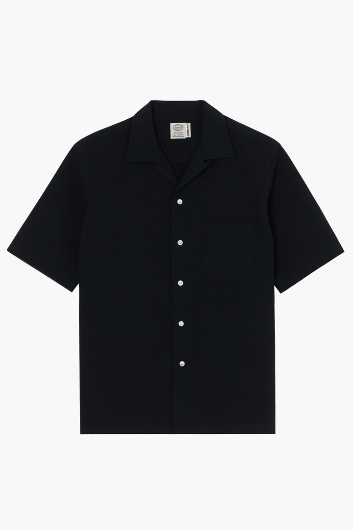 Chemise manches courtes 'The Seersucker Bowling Shirt' - Seersucker Noir