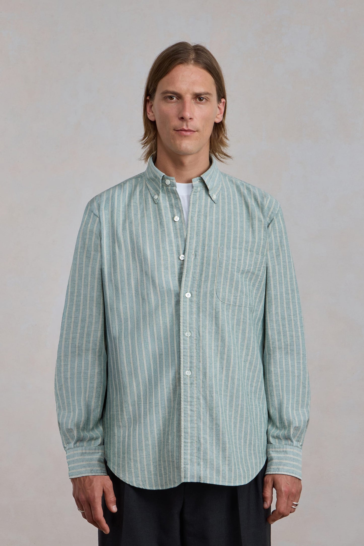 Chemise 'Vintage Ivy' - Oxford Rayé Vert/Écru
