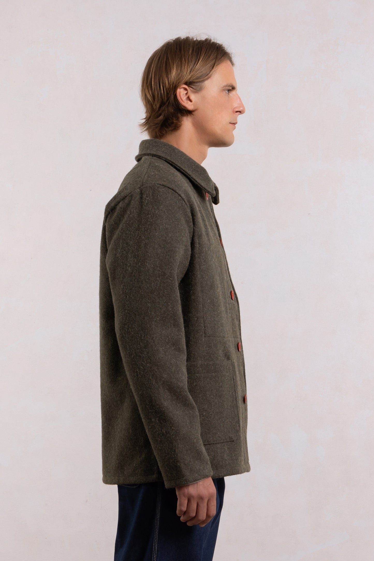 Work jacket in wool - Khaki