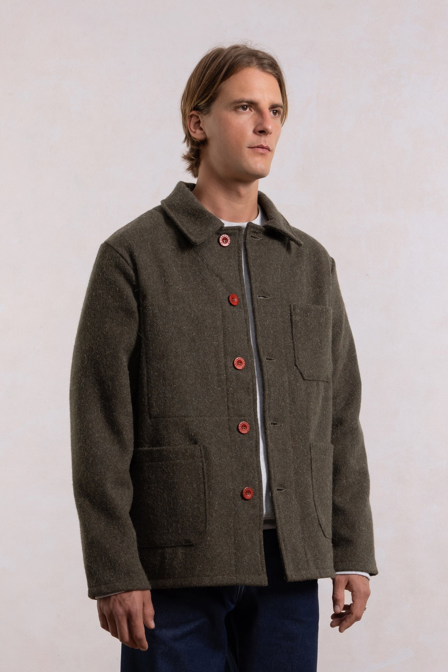 Work jacket in wool - Khaki