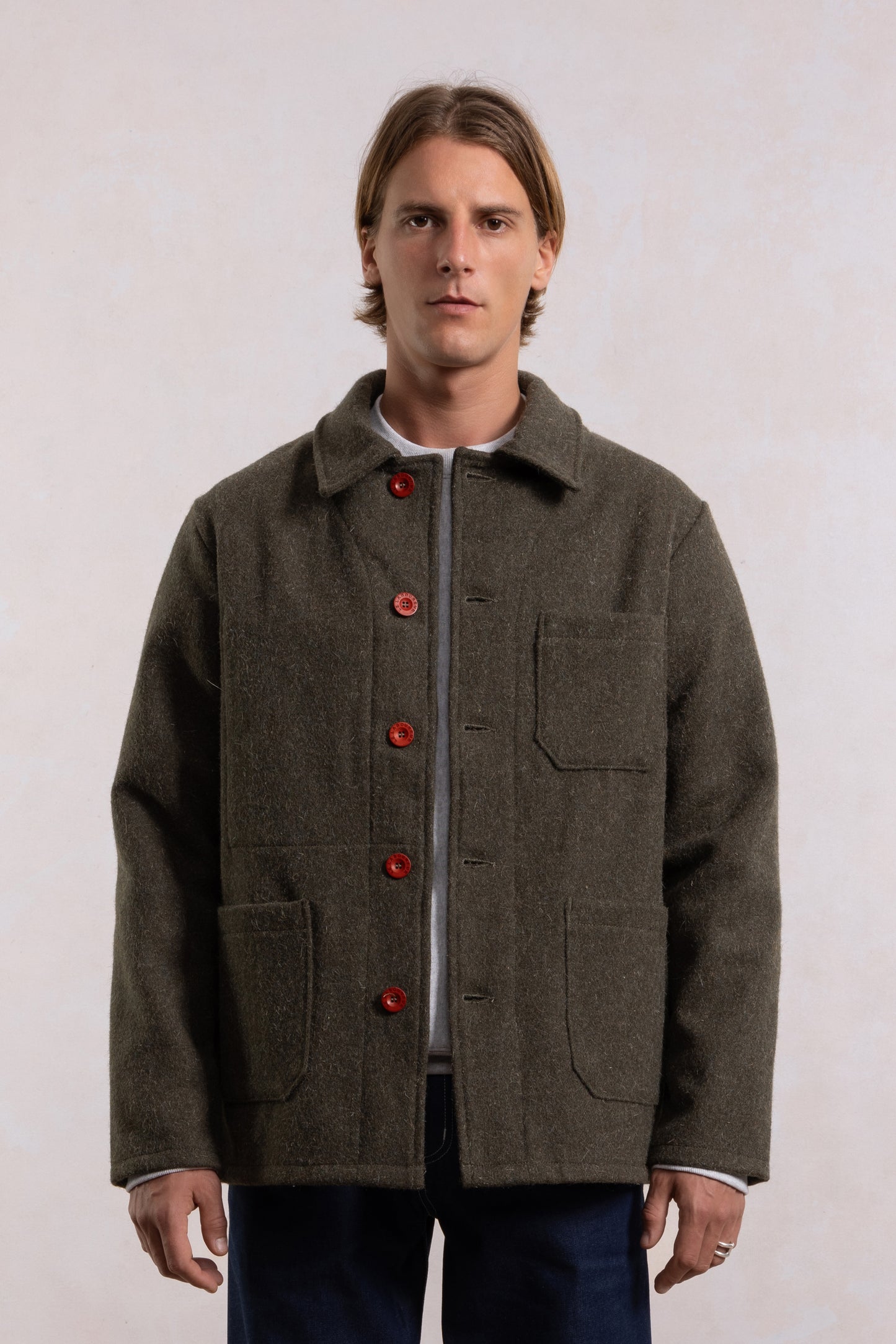 Work jacket in wool - Khaki