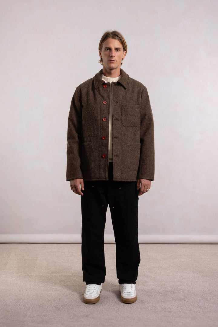 Work jacket in wool - Brown