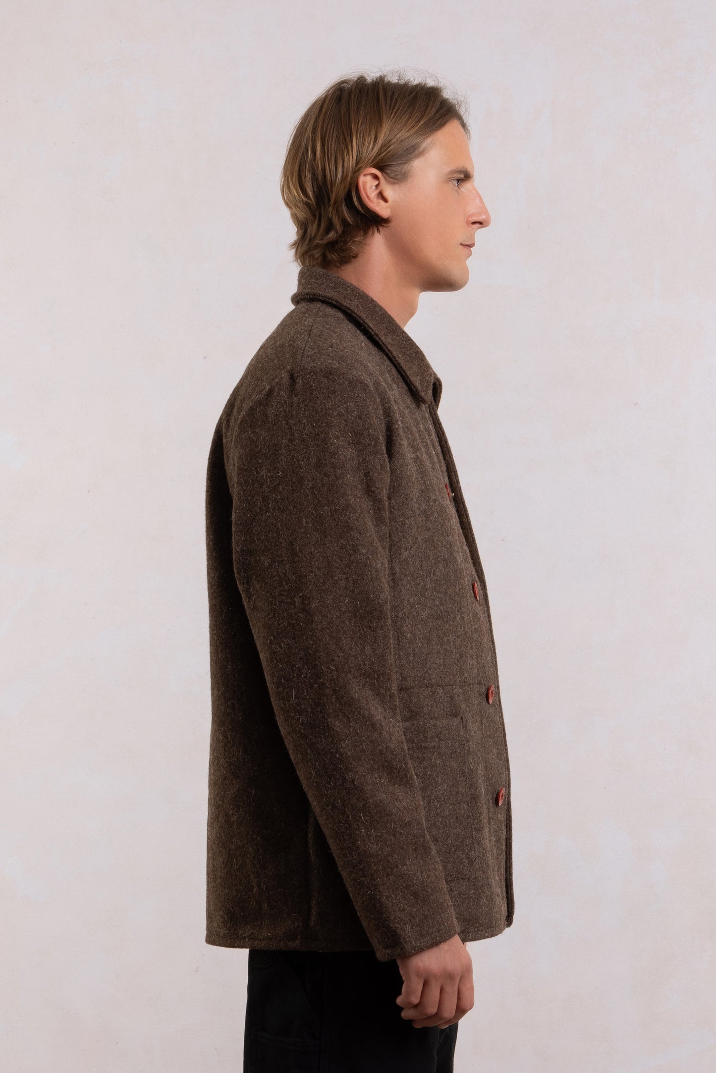 Work jacket in wool - Brown