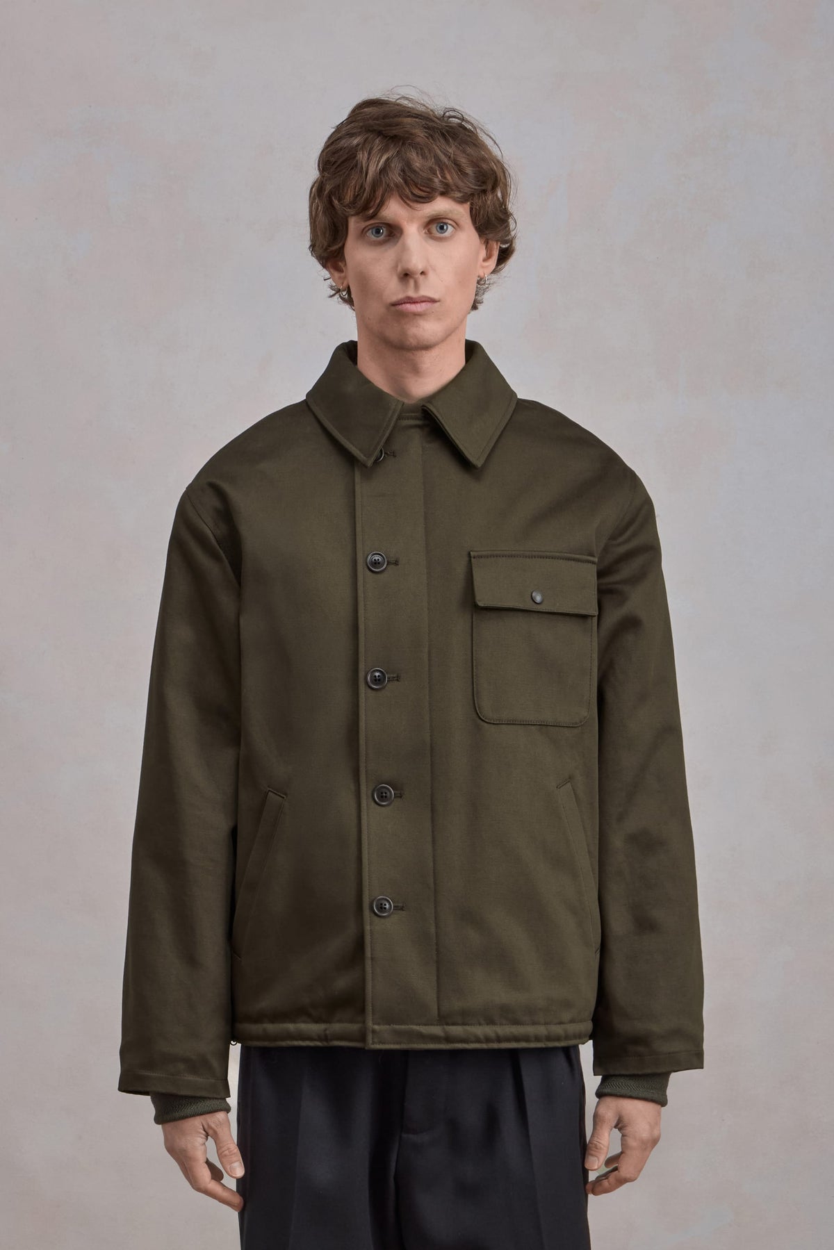 A-2 Military Jacket - Satin de coton Vert Foncé