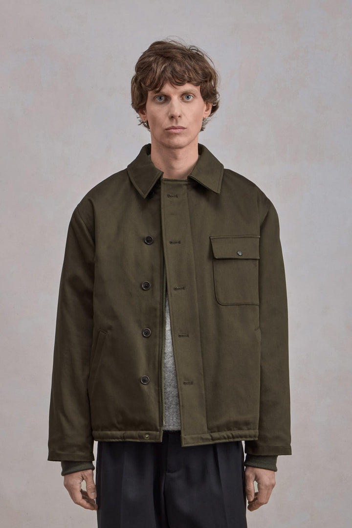 A-2 Military Jacket - Satin de coton Vert Foncé