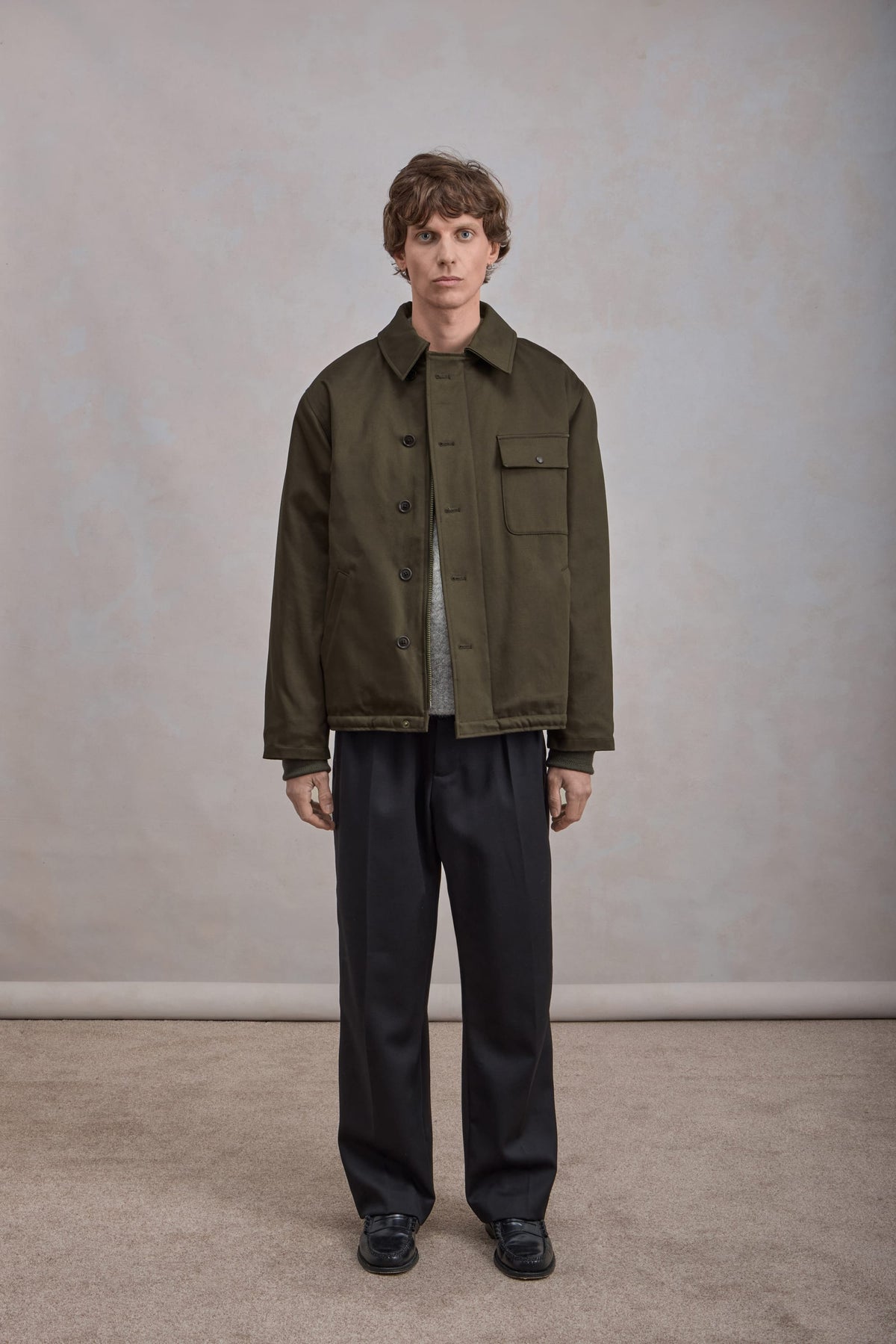 A-2 Military Jacket - Satin de coton Vert Foncé
