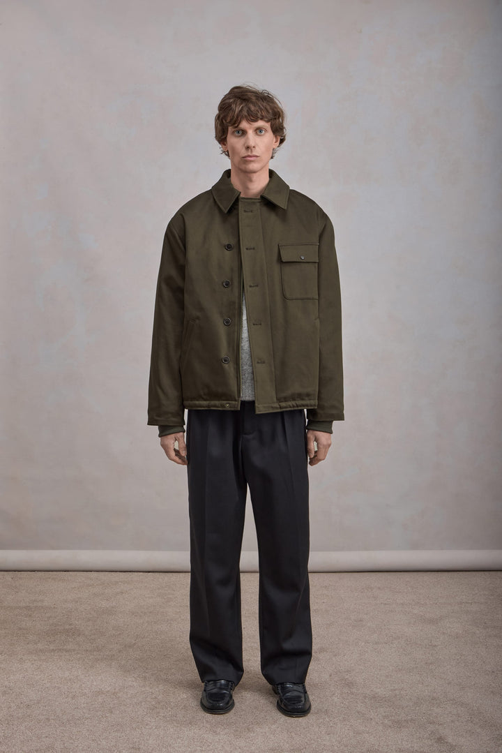 A-2 Military Jacket - Satin de coton Vert Foncé