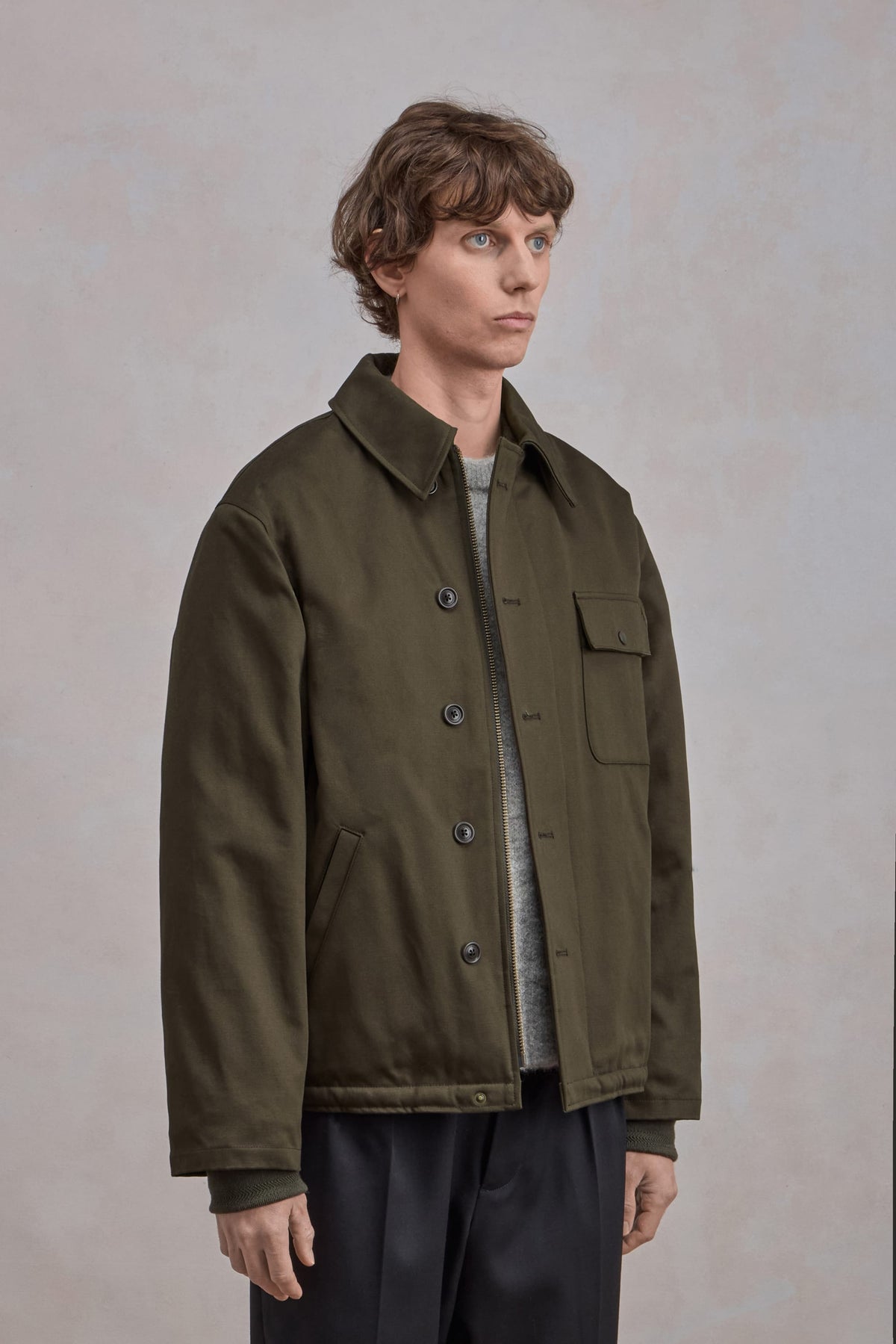 A-2 Military Jacket - Satin de coton Vert Foncé