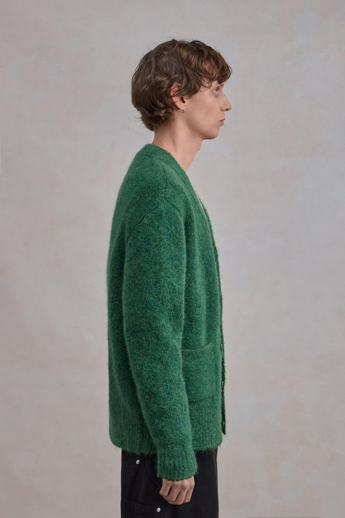 Alpaca Cardigan - Green Melange