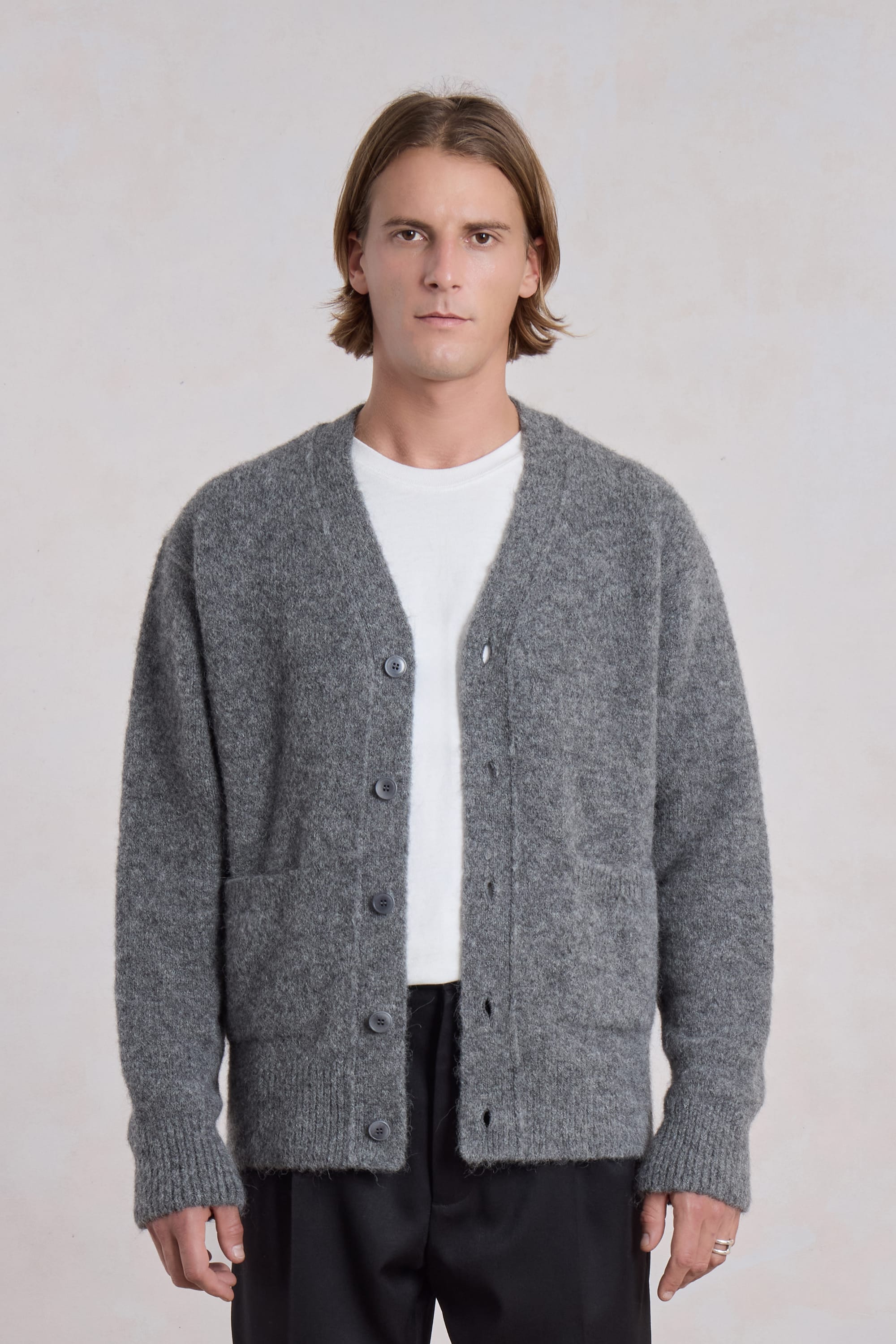 MUSEUM GARMENTS - Alpaca cardigan Charcoal gray – suuupply