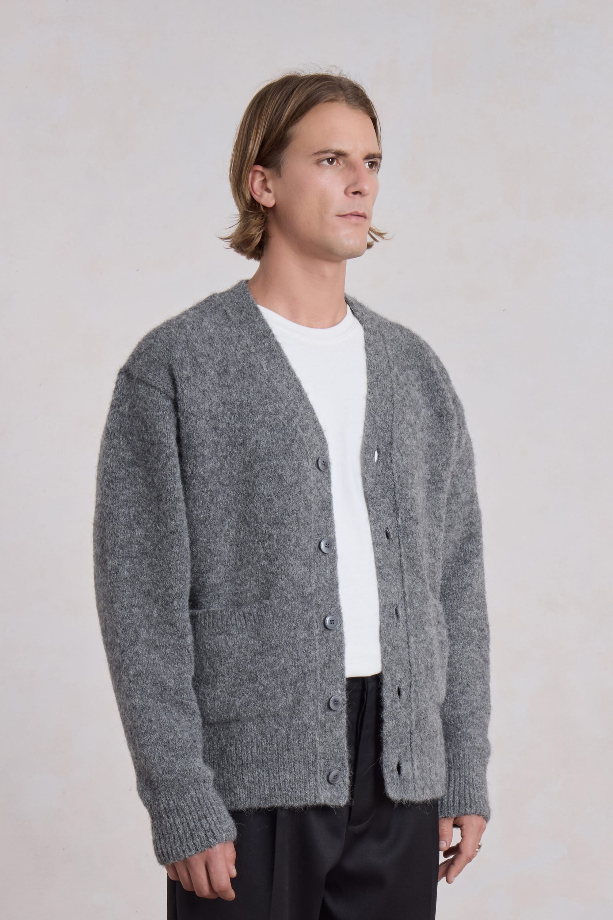 MUSEUM GARMENTS - Alpaca cardigan Charcoal gray – suuupply