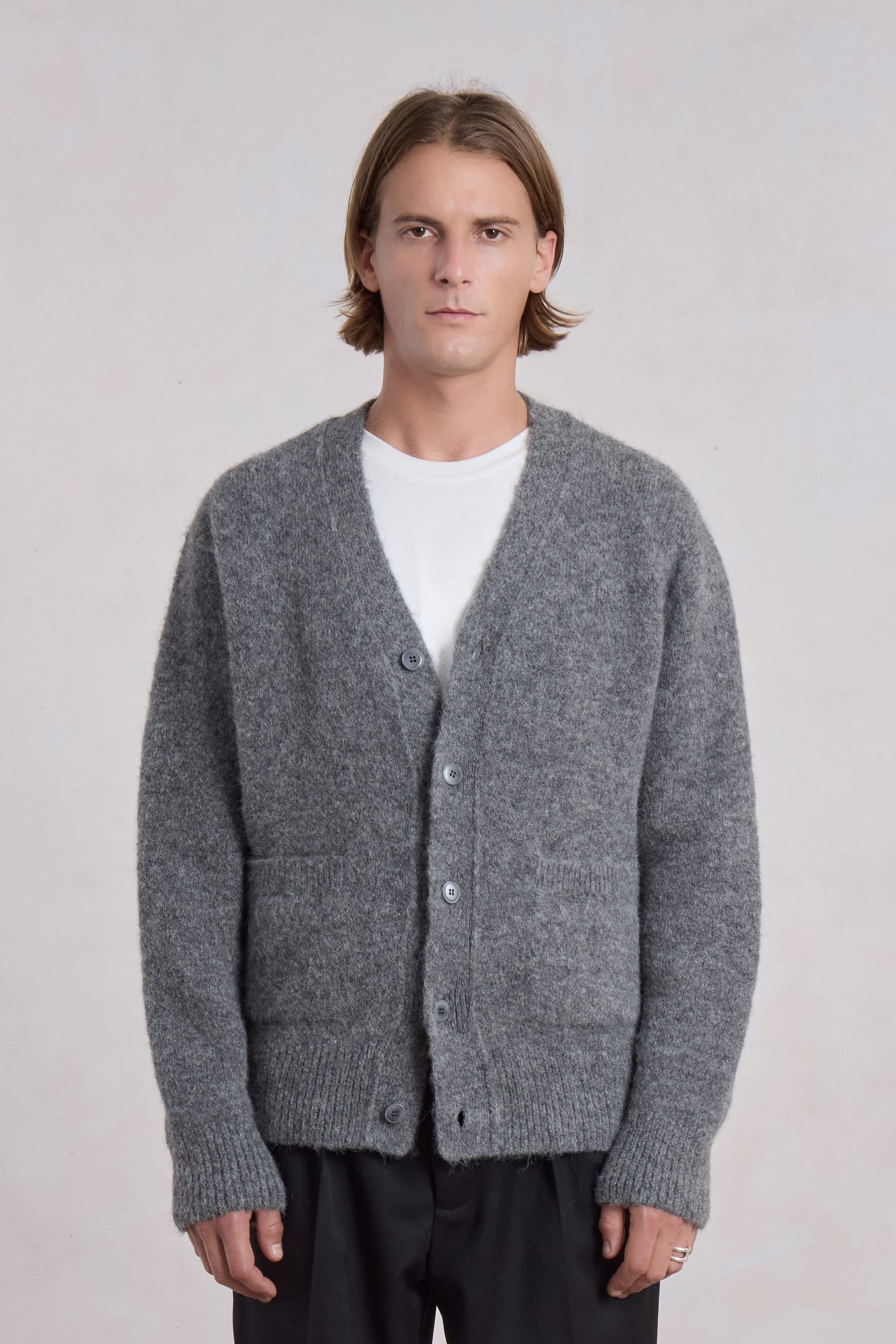 MUSEUM GARMENTS - Alpaca cardigan Charcoal gray – suuupply