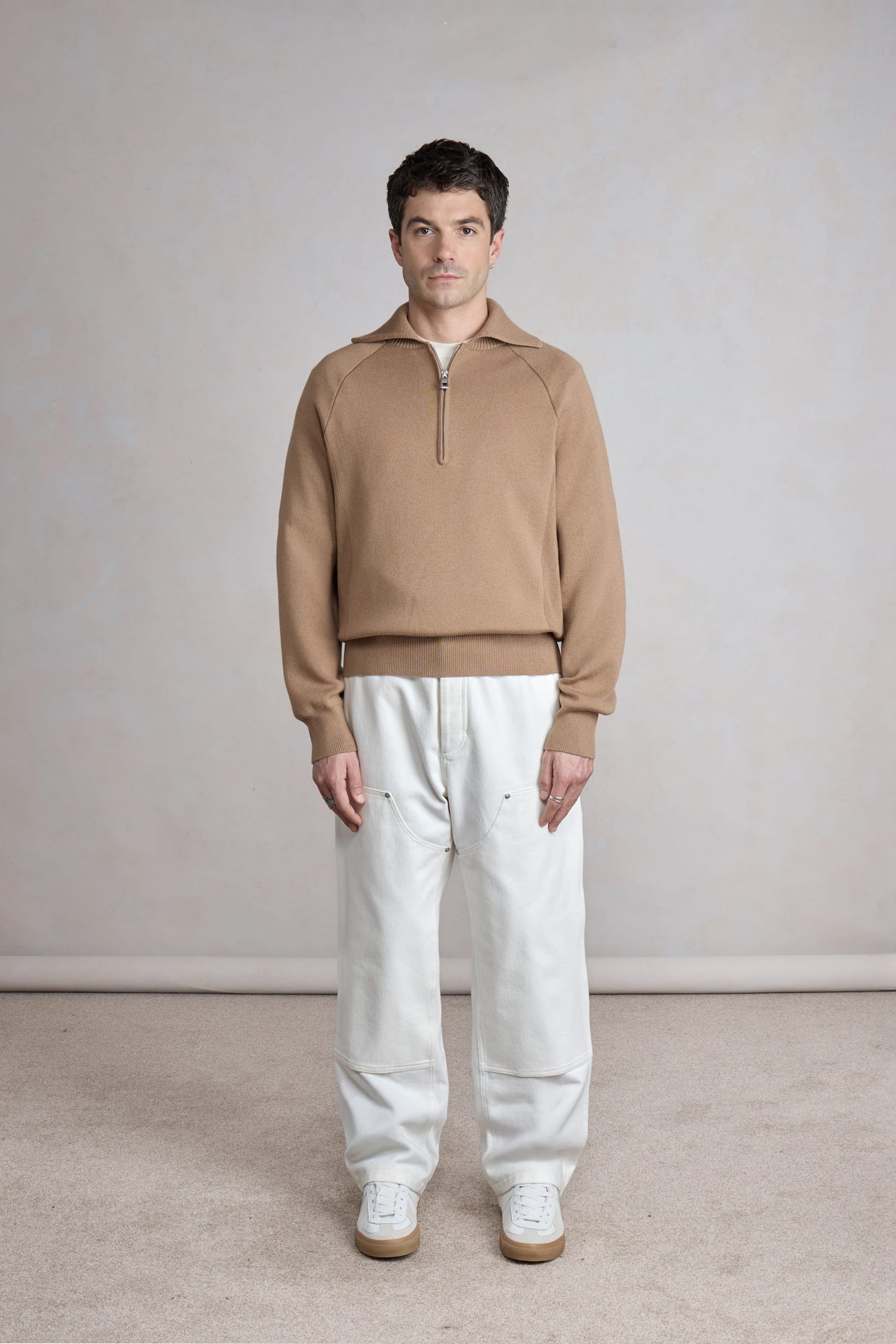 Zipped Polo Raglan - Beige melange