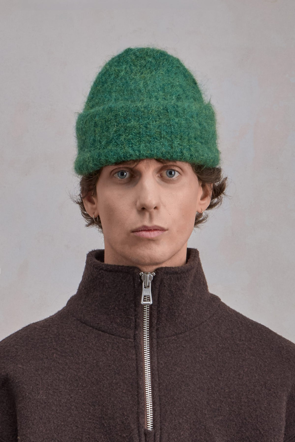 Alpaca Beanie - Green Melange