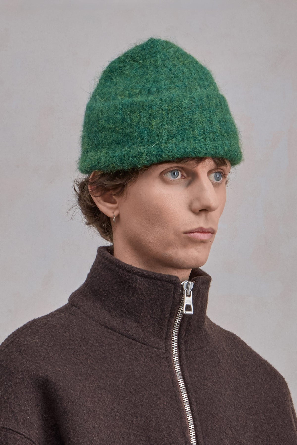 Alpaca Beanie - Green Melange