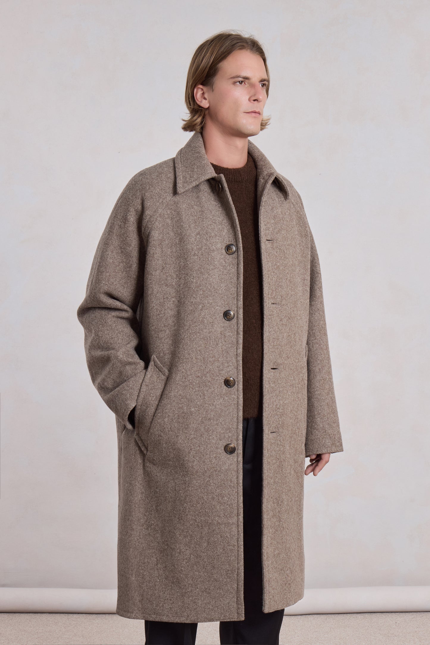 Car Coat Raglan - Heather Beige Wool