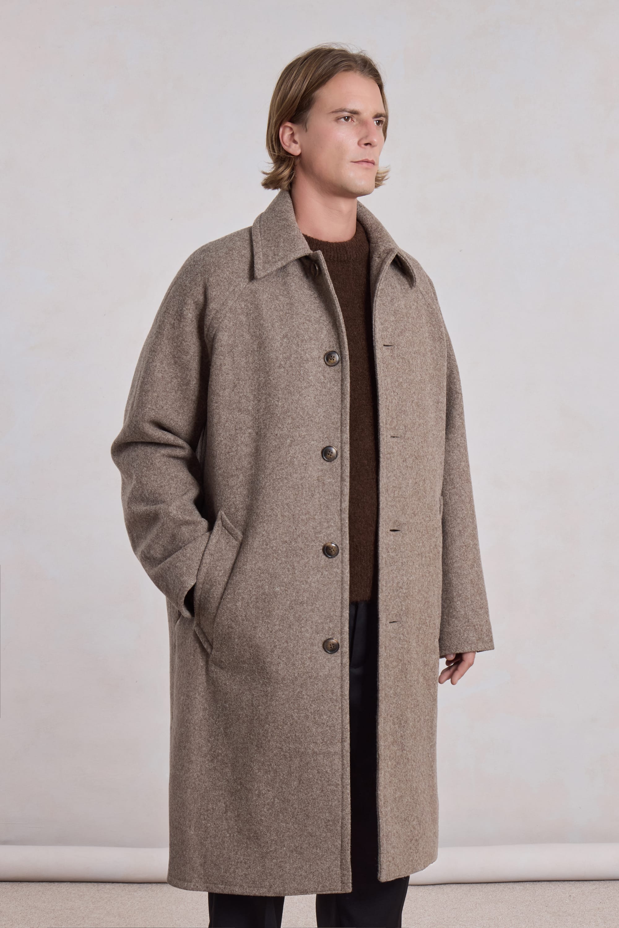 MUSEUM GARMENTS - Car Coat Raglan Heather Beige Wool – suuupply