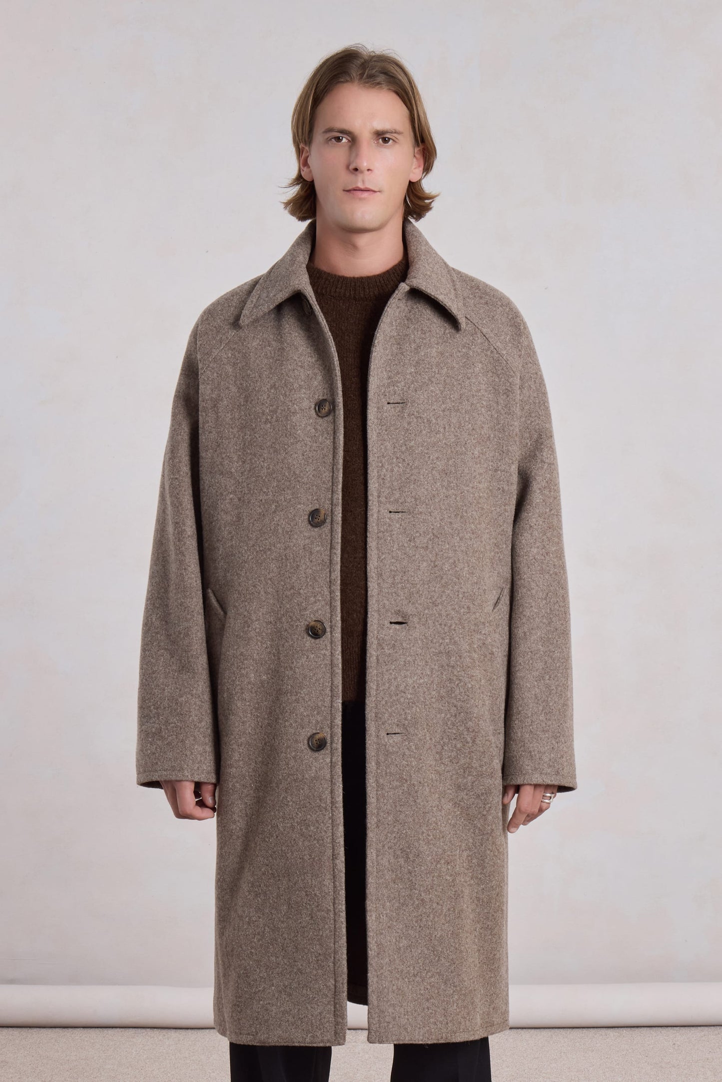 Manteau Car Coat Raglan - Laine Beige Chiné
