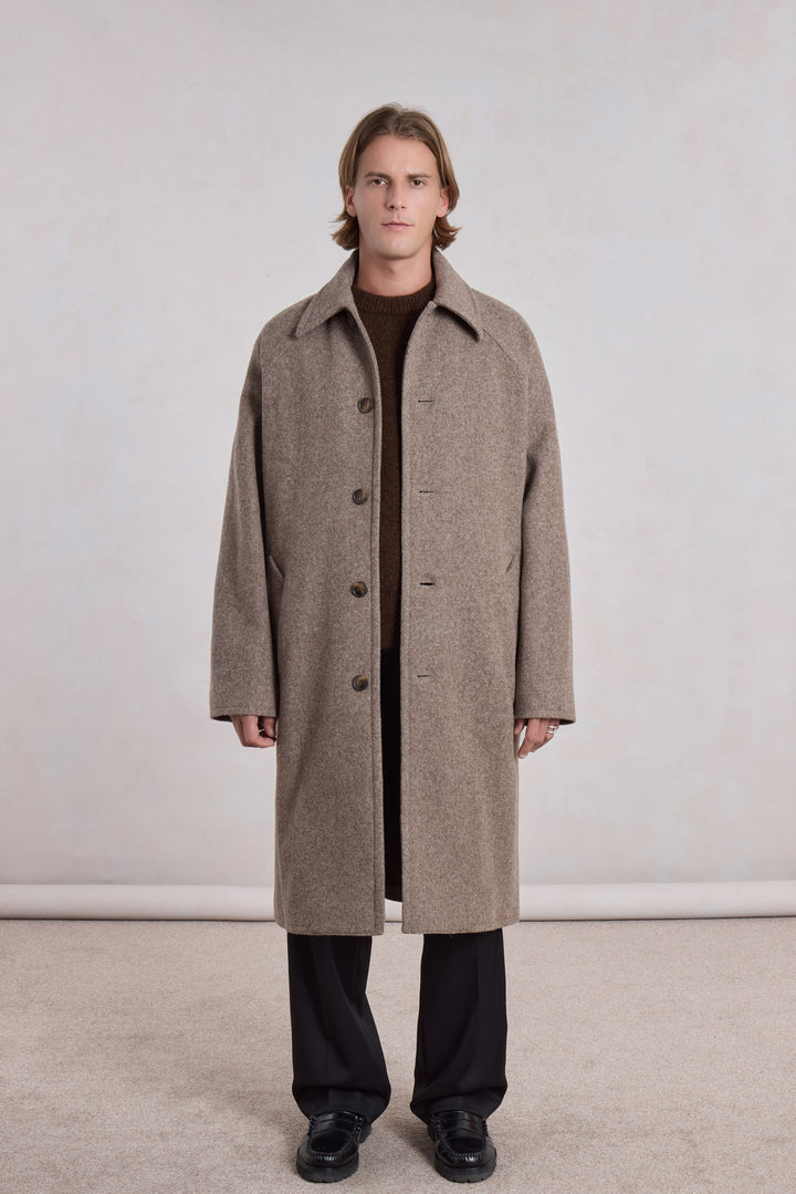 Car Coat Raglan - Heather Beige Wool