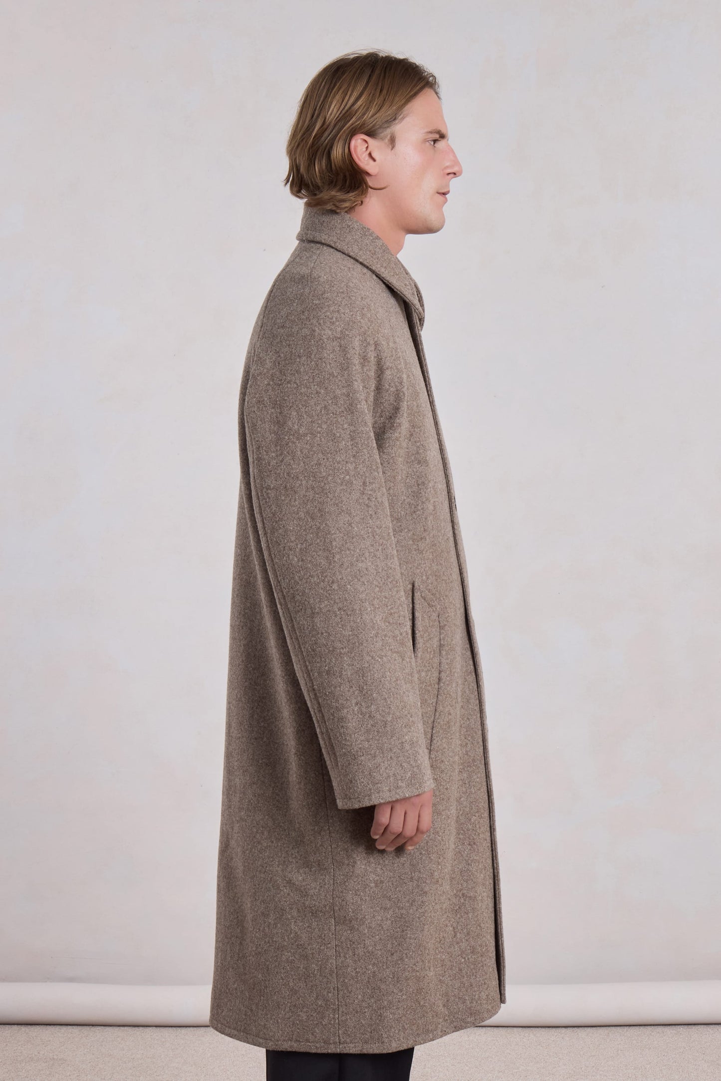 Manteau Car Coat Raglan - Laine Beige Chiné