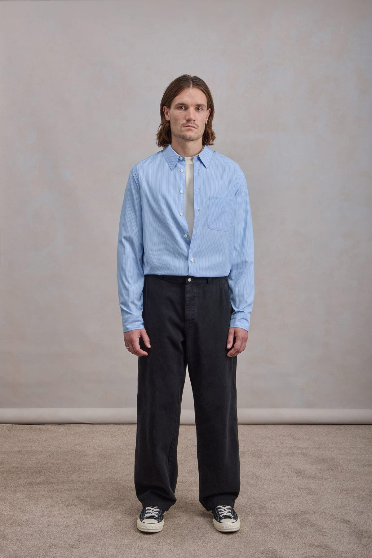 Corporate Shirt - Striped Cotton poplin Blue/White