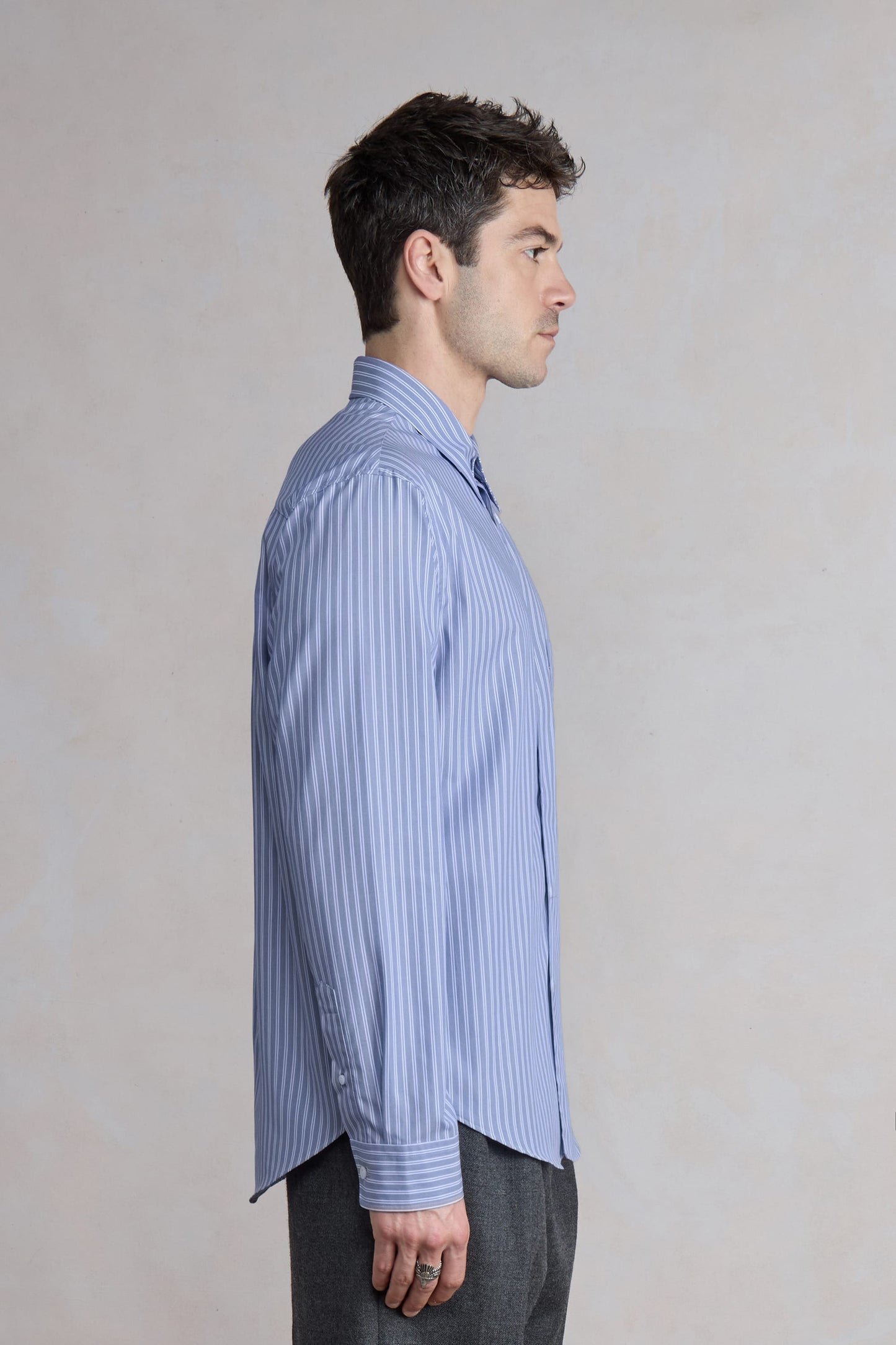Corporate Shirt - Popeline de coton rayée Bleu/Blanc