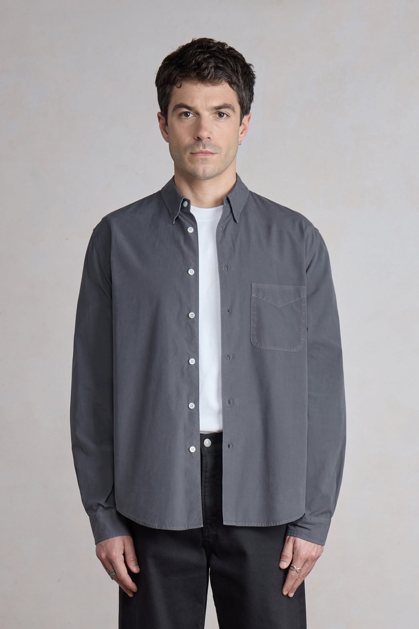 Corporate shirt - Garment Dyed Gris Anthracite