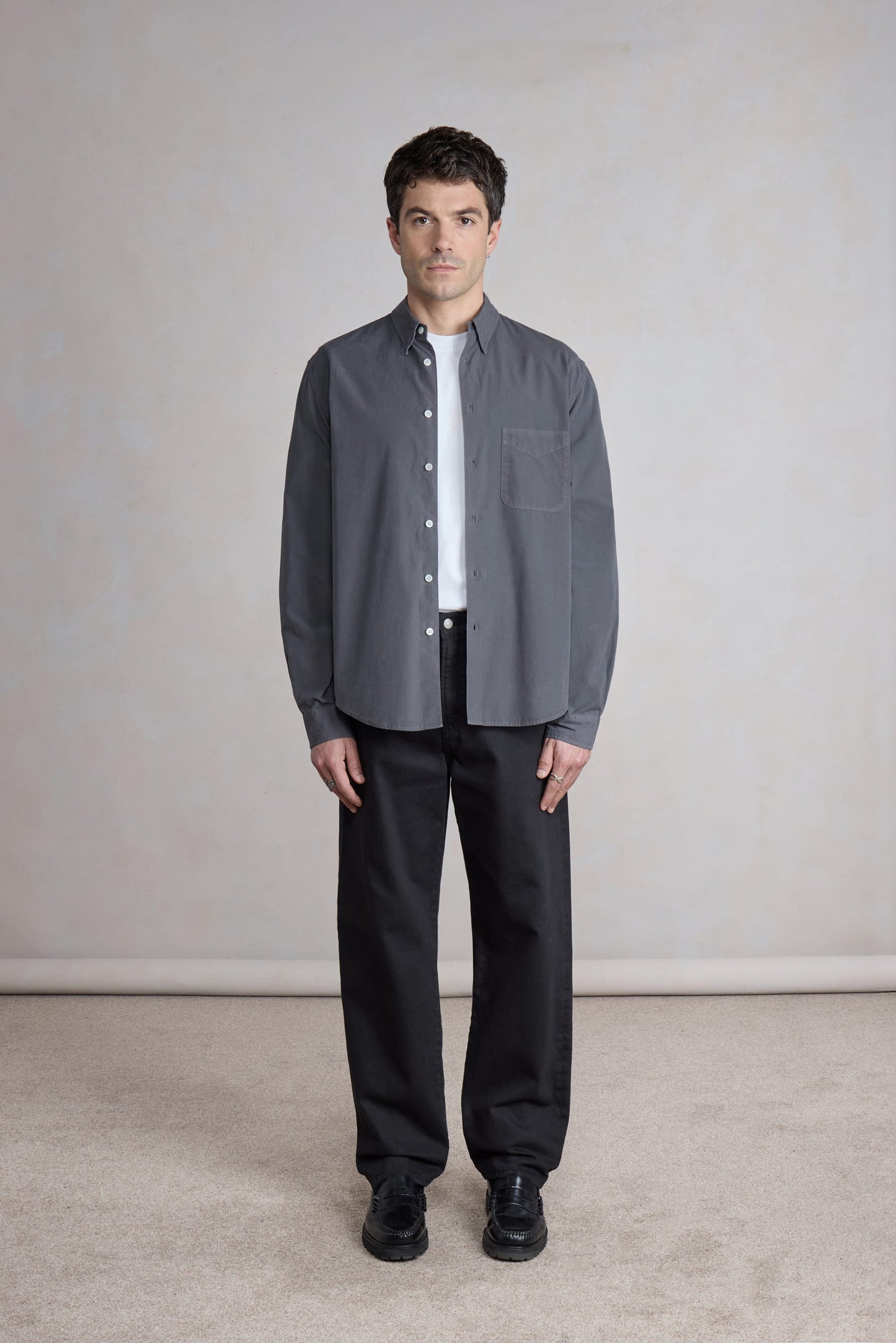 Corporate shirt - Garment Dyed Gris Anthracite