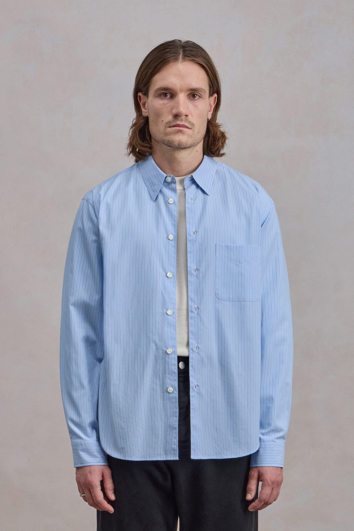 Corporate Shirt - Striped Cotton poplin Blue/White