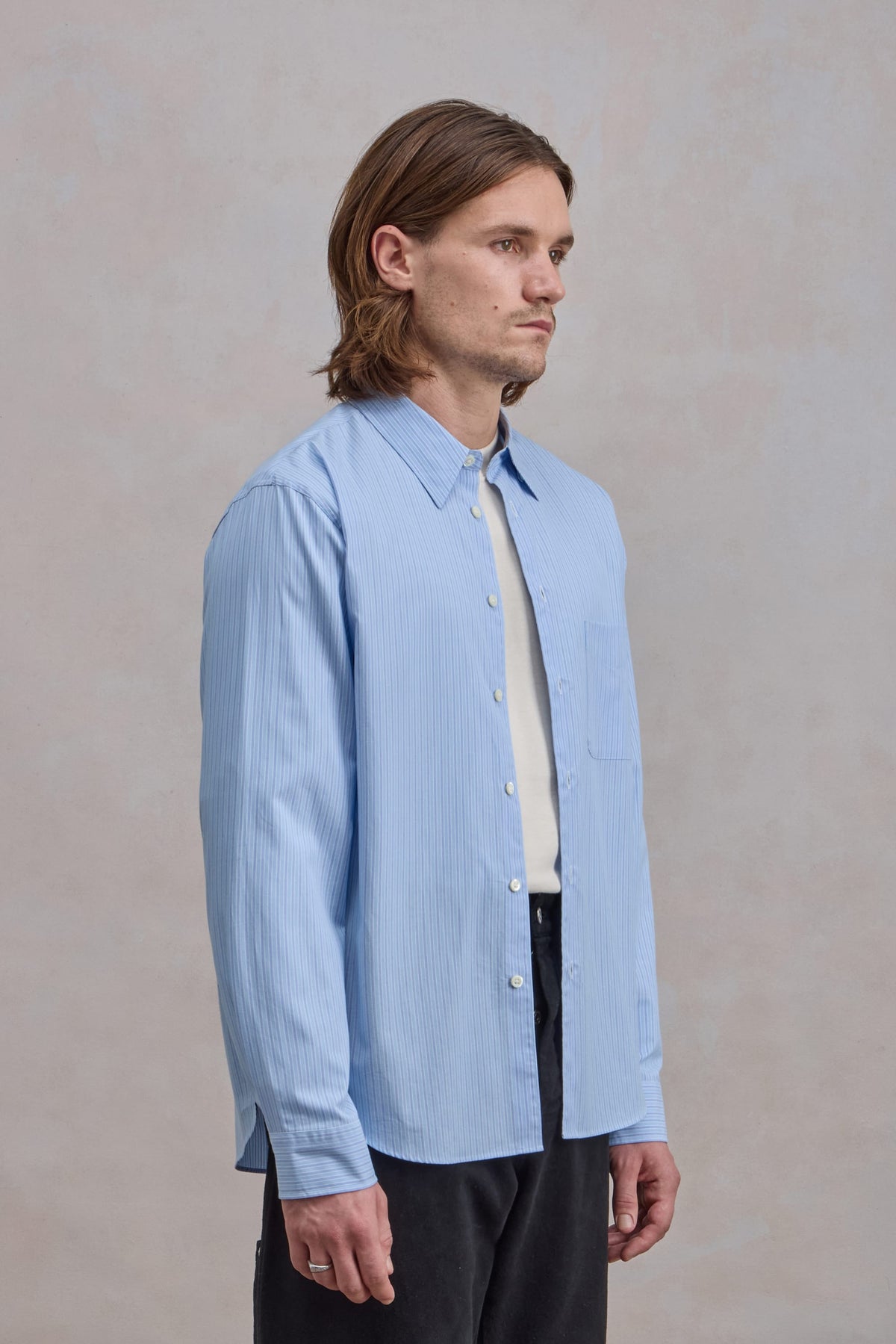 Corporate Shirt - Striped Cotton poplin Blue/White