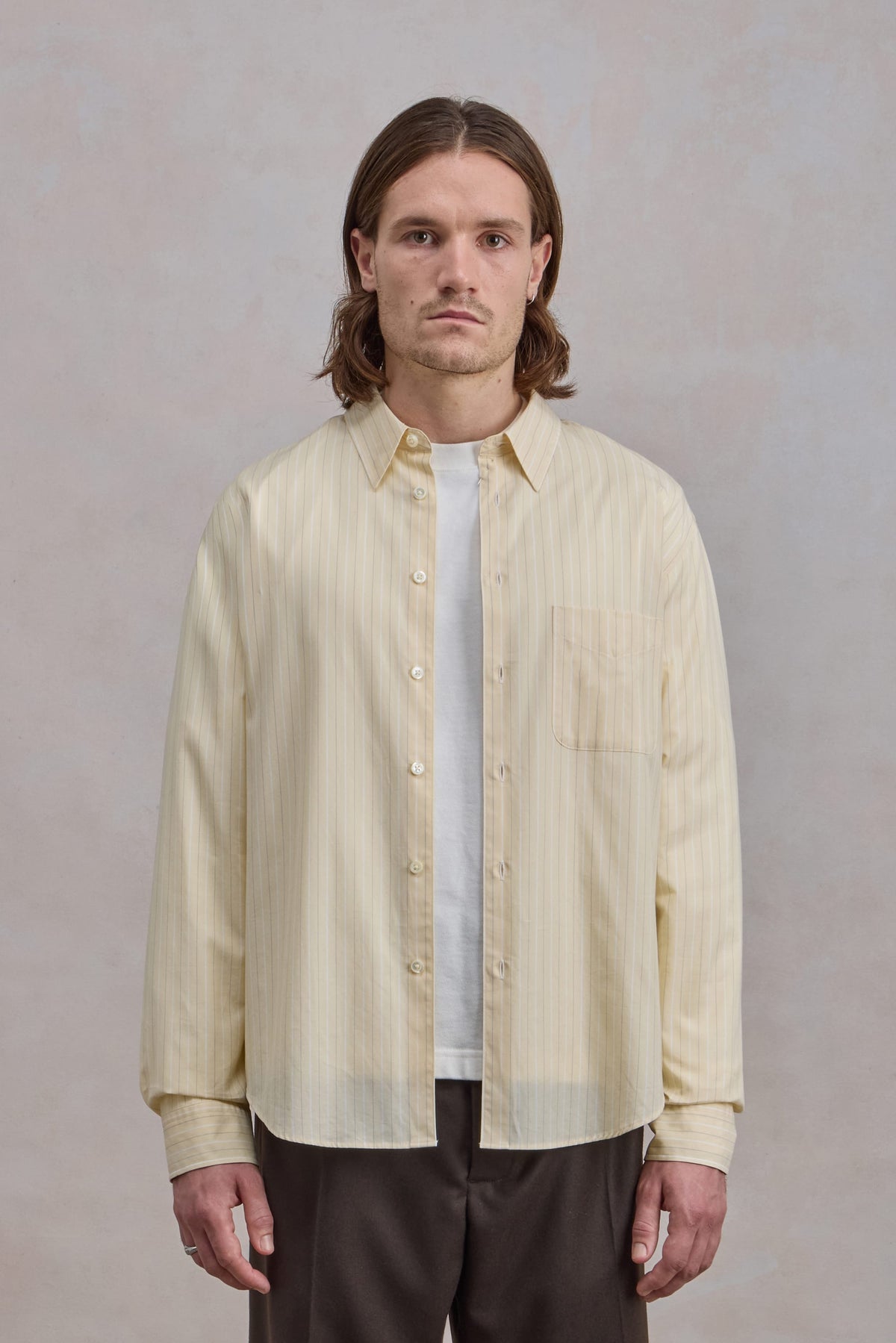 Corporate Shirt - Striped Cotton poplin Vanilla/White