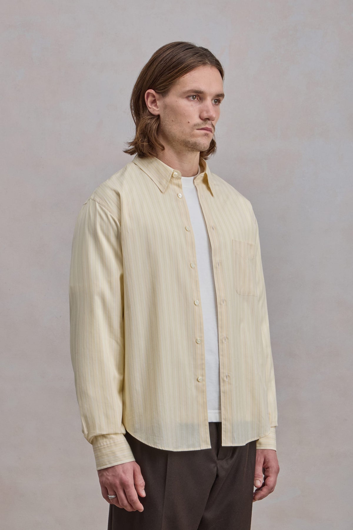 Corporate Shirt - Striped Cotton poplin Vanilla/White