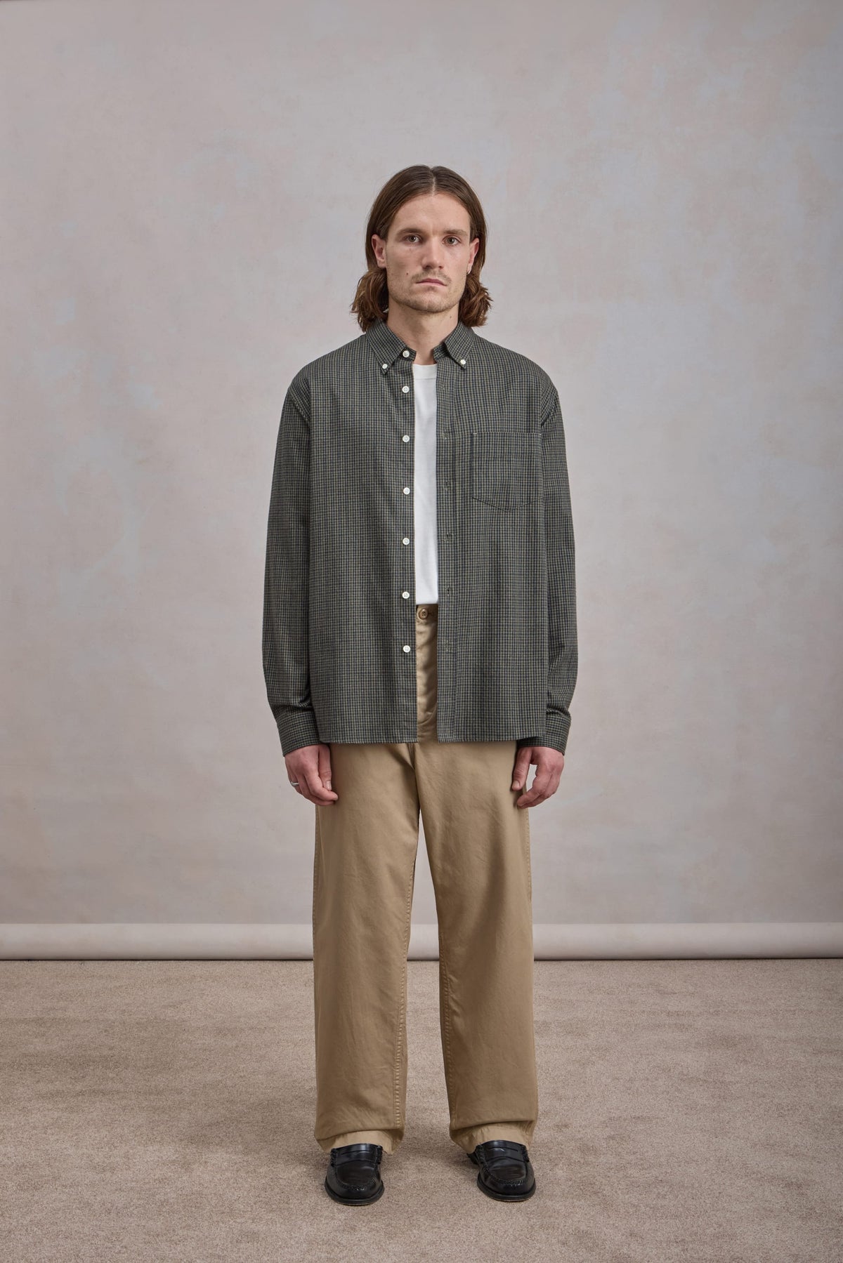 Dad's shirt - Micro-Checked Brushed cotton Dark Green/Green