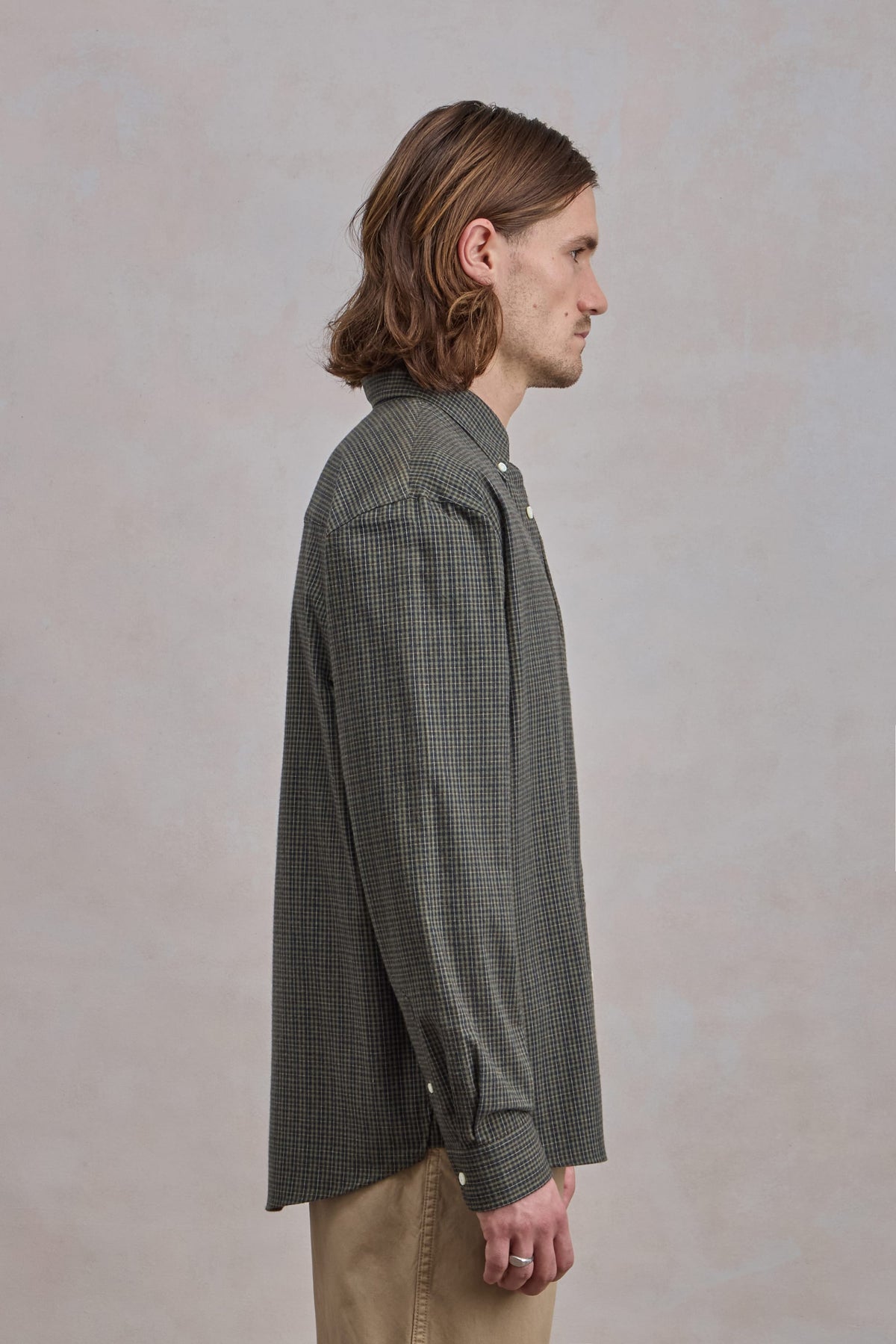 Dad's shirt - Micro-Checked Brushed cotton Dark Green/Green