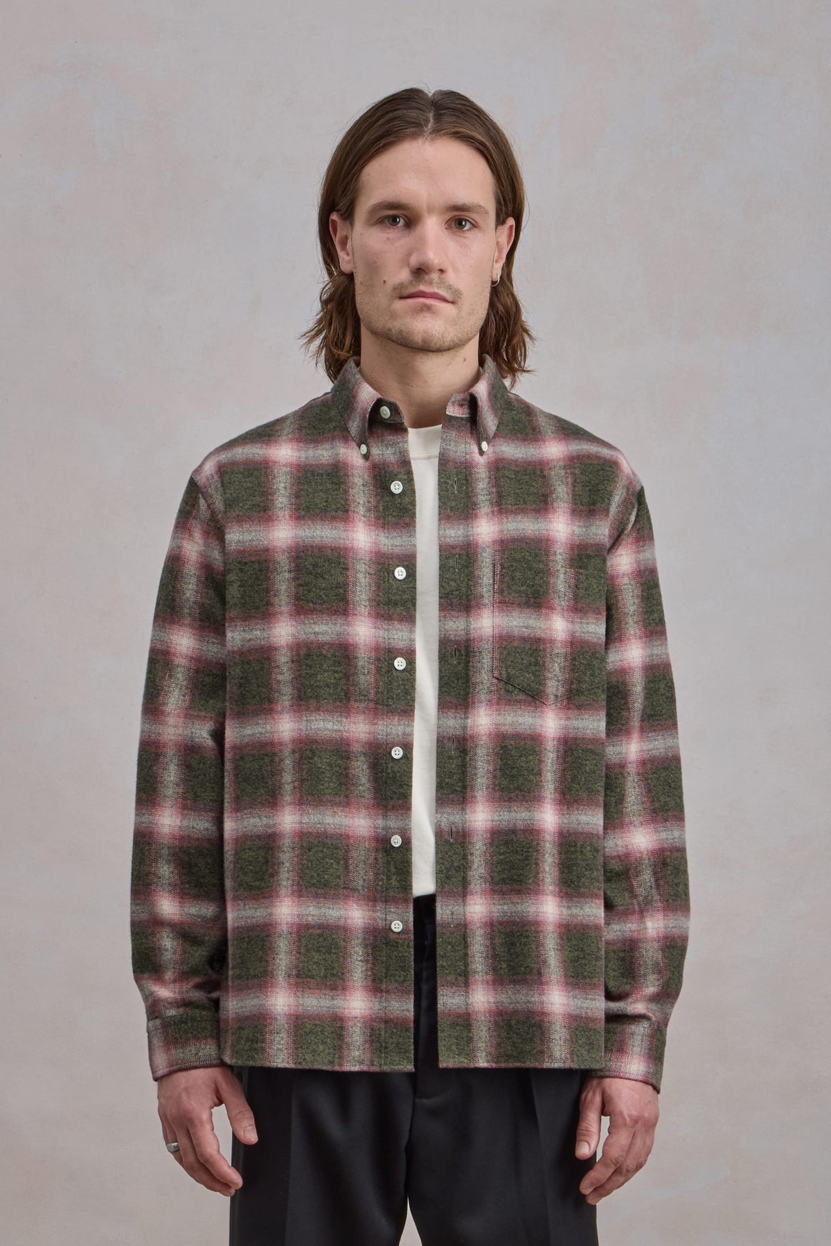 Dad's shirt - Checked Cotton flannel Green/Red