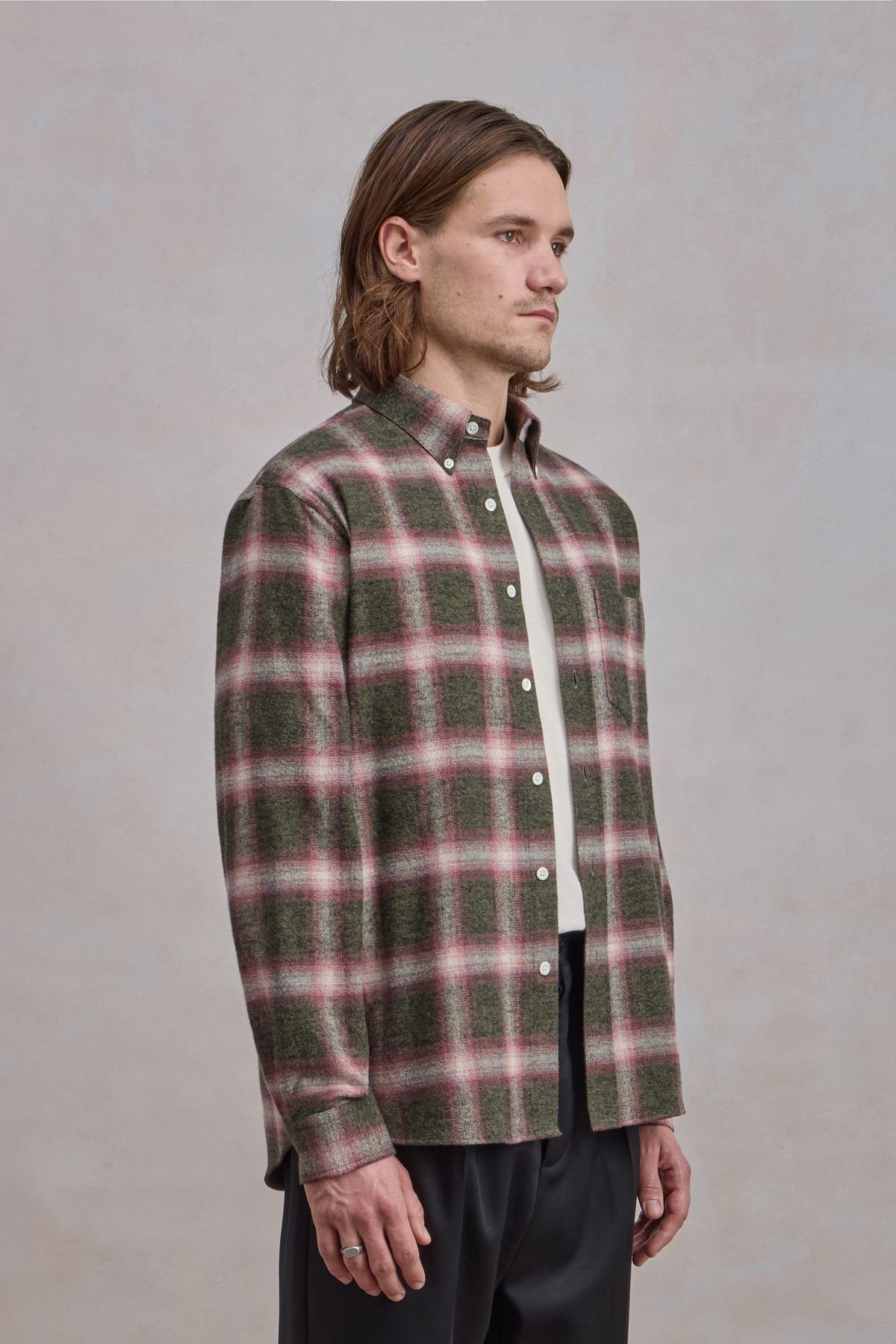 Dad's shirt - Checked Cotton flannel Green/Red